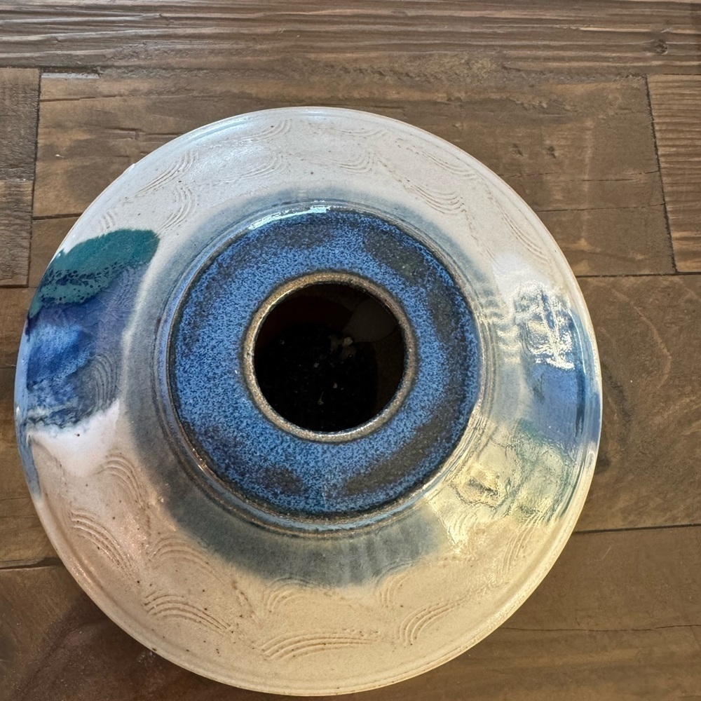 Blue and Cream Ceramic Ikebana flower vase​​​​​​